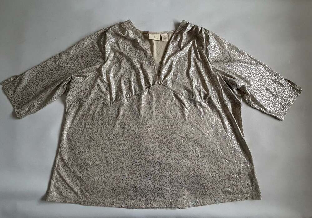 Java Metallic Gold Blouse Womens 3x Y2K Glitter Party Disco Top